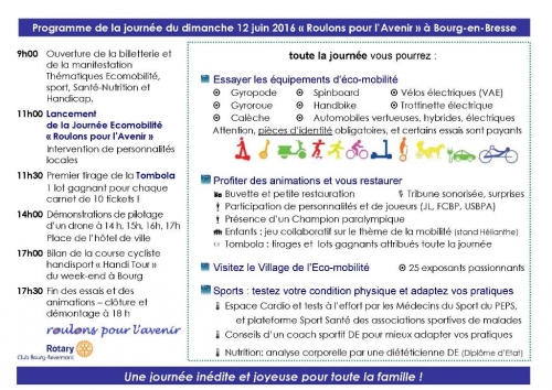 Programme de la Journée Ecomobilité du 12 juin 2016